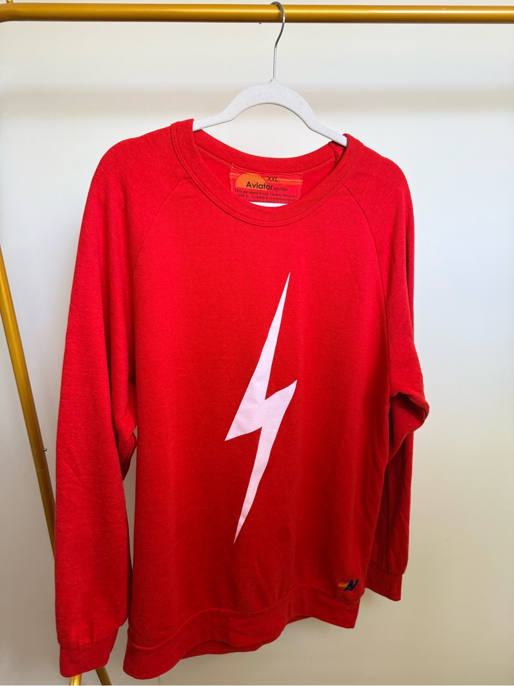 Aviator Nation Red Lightning Bolt Crewneck